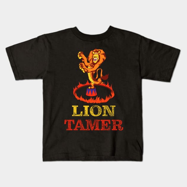 Circus Lion Tamer Kids T-Shirt by PunnyPoyoShop